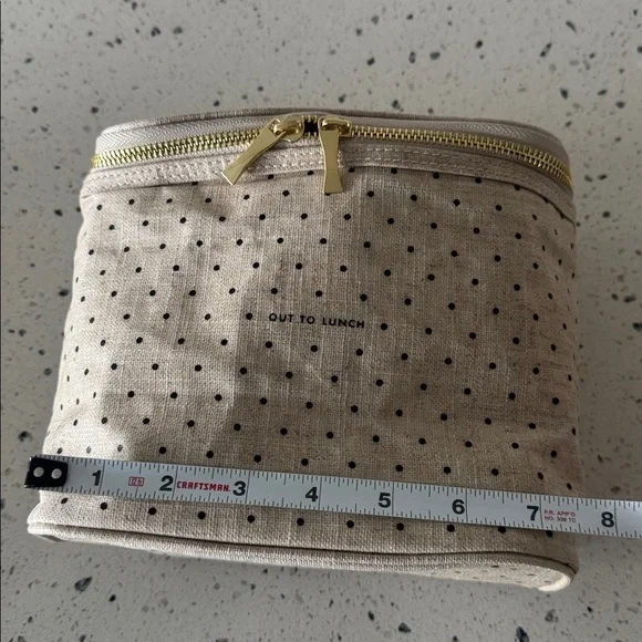 Kate Spade Out To Lunch Tote Bag Polka Dots Beige Black Insulated Picnic Cooler - Picture 7 of 12